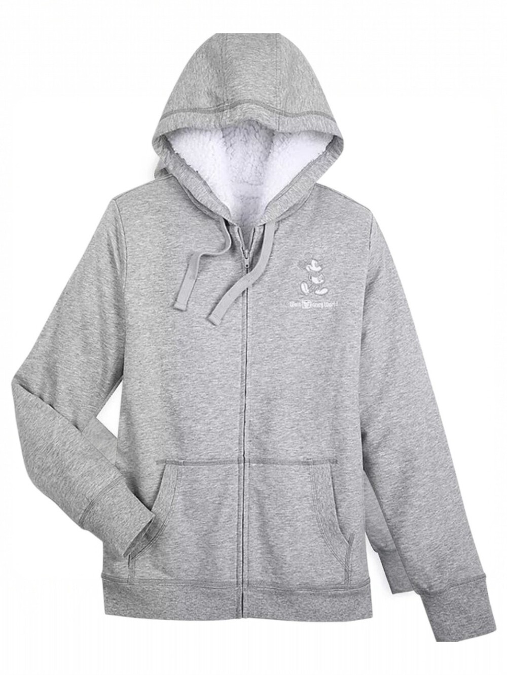 Disney Light Gray Mickey Embroidered Zip Hoodie